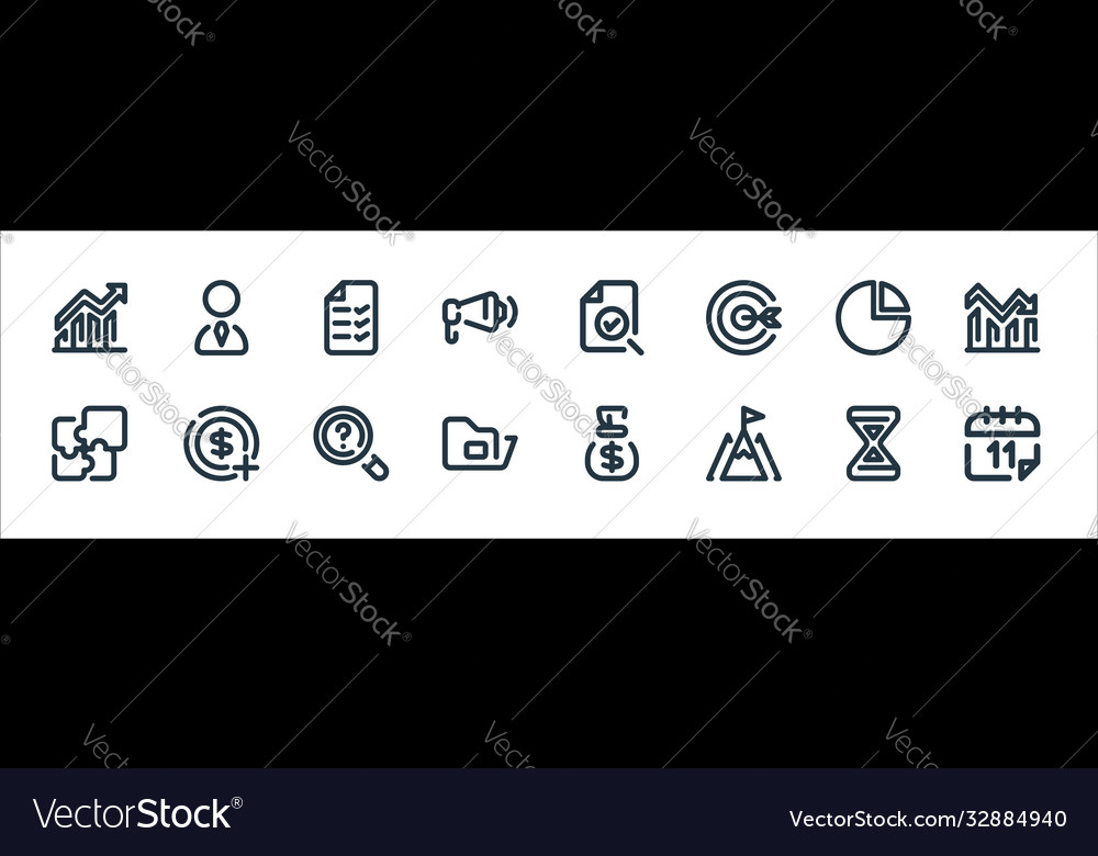 Business and management line icons linear set vector image Business and management line icons linear set