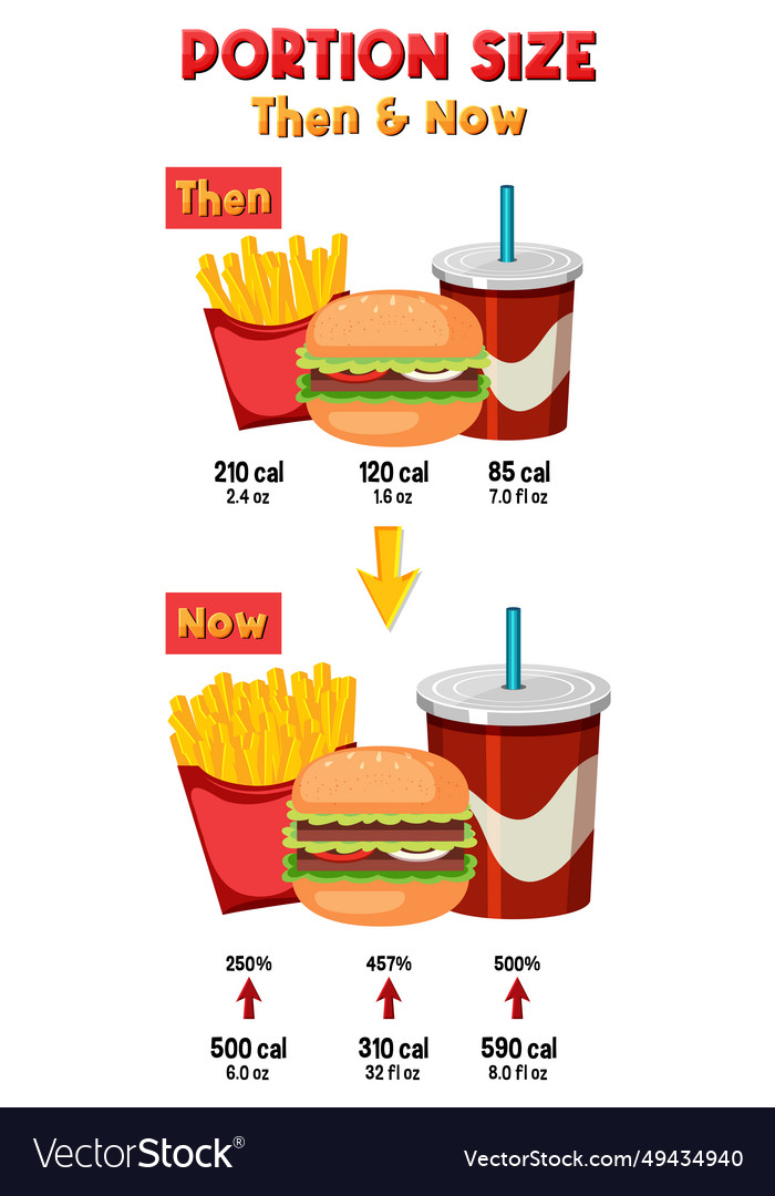 Comparison Of Portion Sizes Then And Now Vector Image