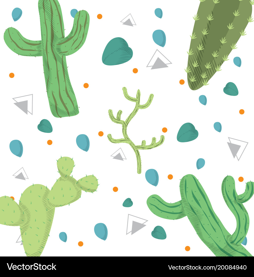 Desert plants pattern background Royalty Free Vector Image