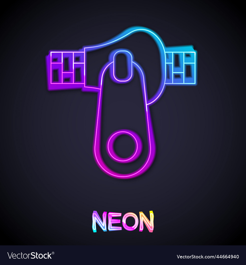 Glowing neon line zipper icon isolated on black