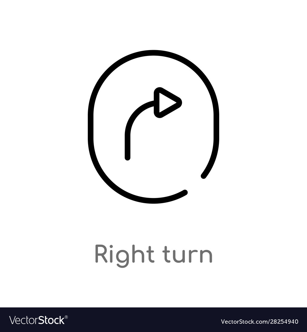 Outline right turn icon isolated black simple