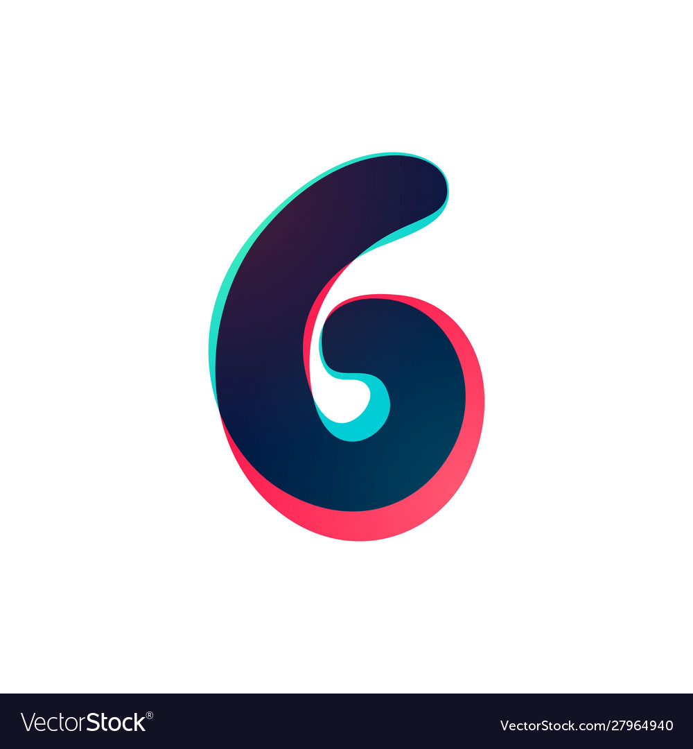 Overlapping gradient number six logotype vector image Overlapping gradient number six logotype