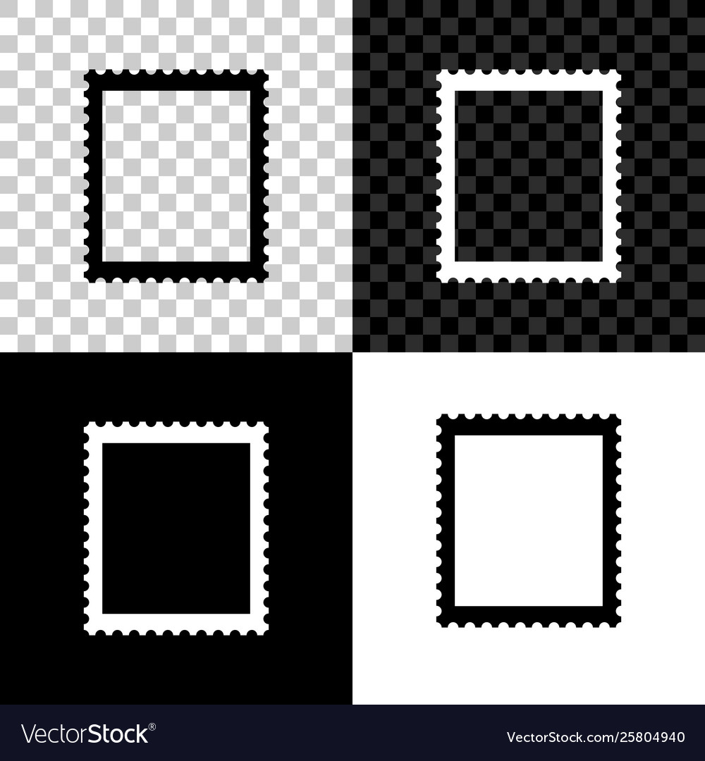 Postal stamp icon isolated on black white vector image Postal stamp icon isolated on black white