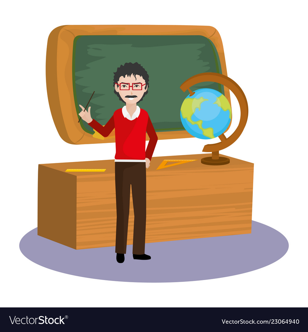 School man teacher cartoon