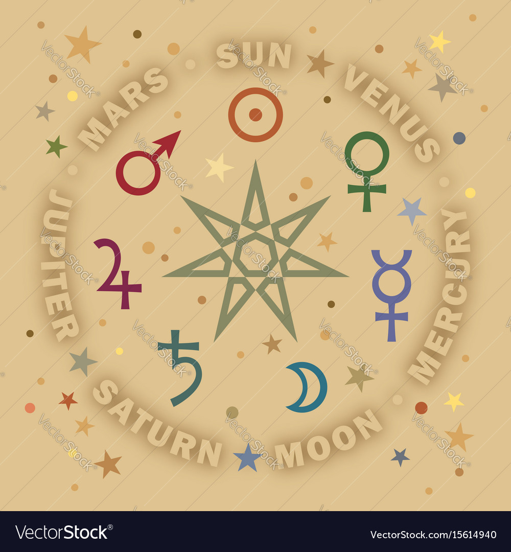 Septener star of the magicians seven planets Vector Image