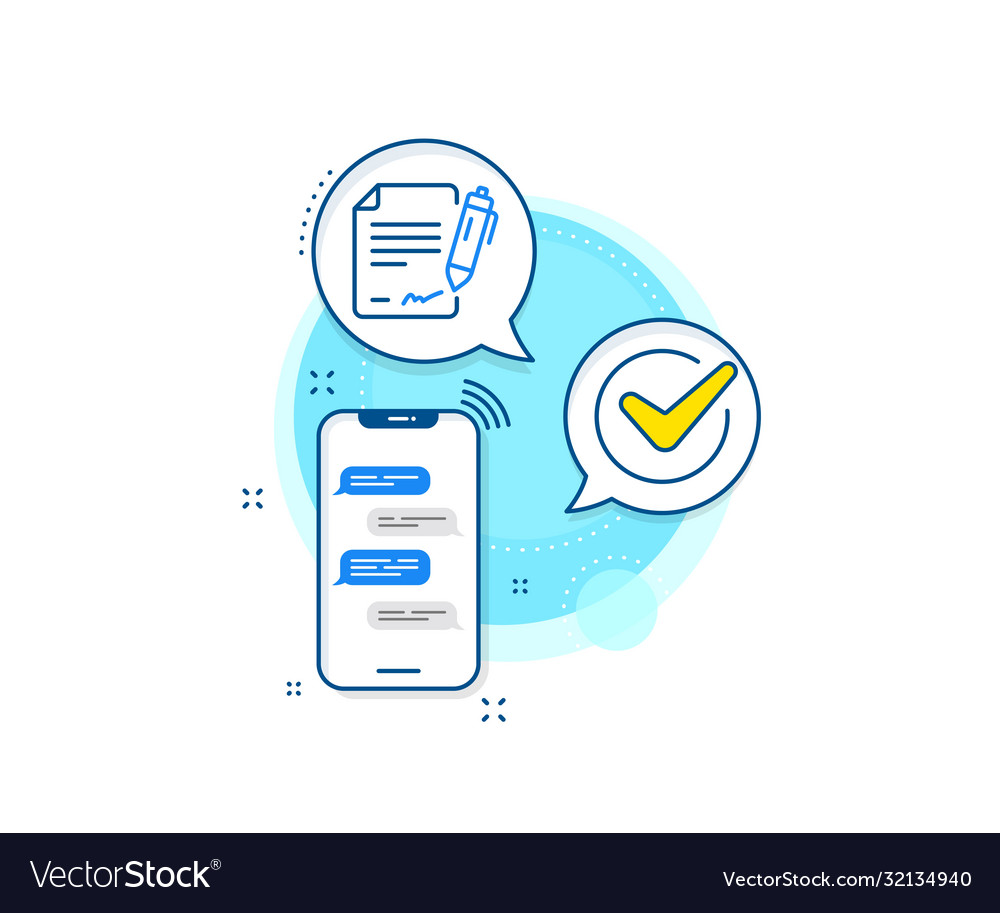 Signing document line icon contract signature