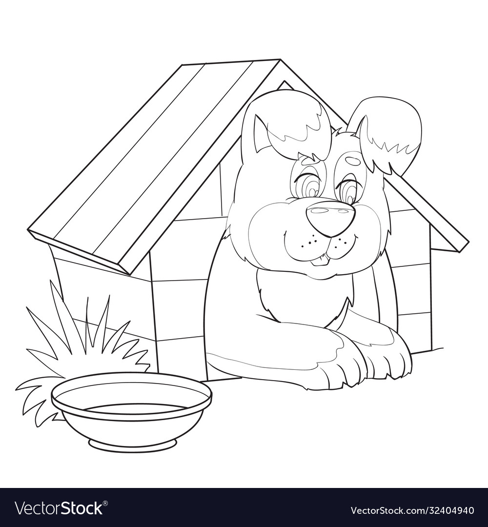 Sketch a big dog sitting in booth