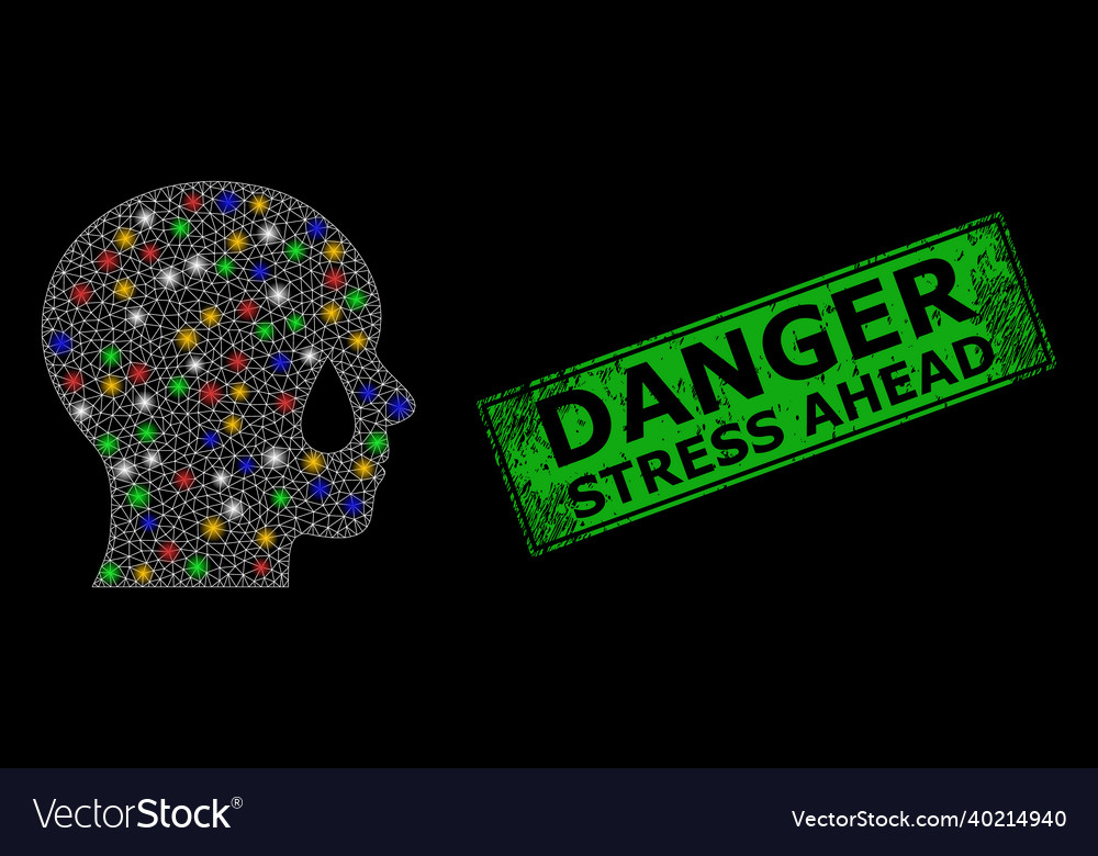 Textured danger stress ahead stamp with mesh man