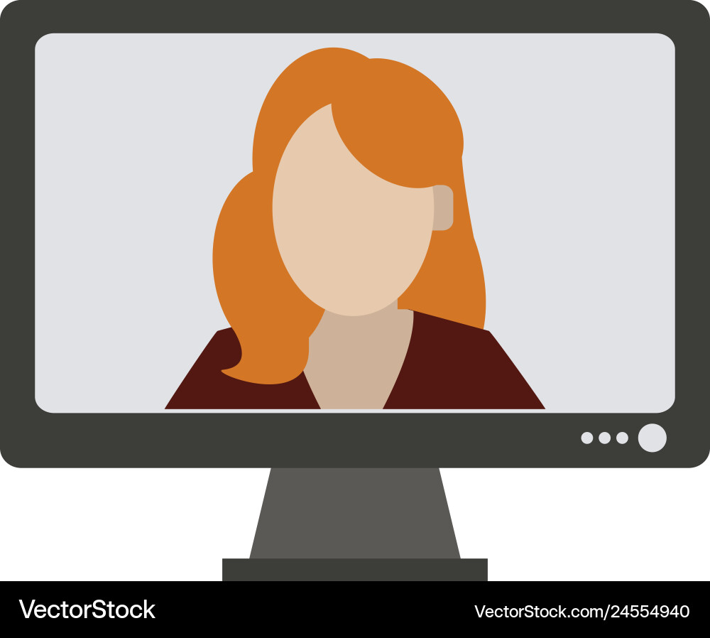 Woman on computer screen Royalty Free Vector Image