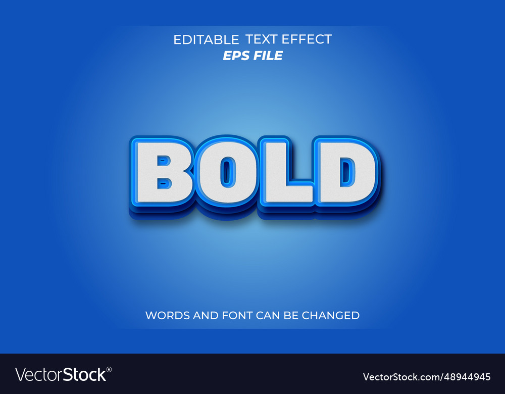 Bold text effect strong 3d blue typeface font Vector Image