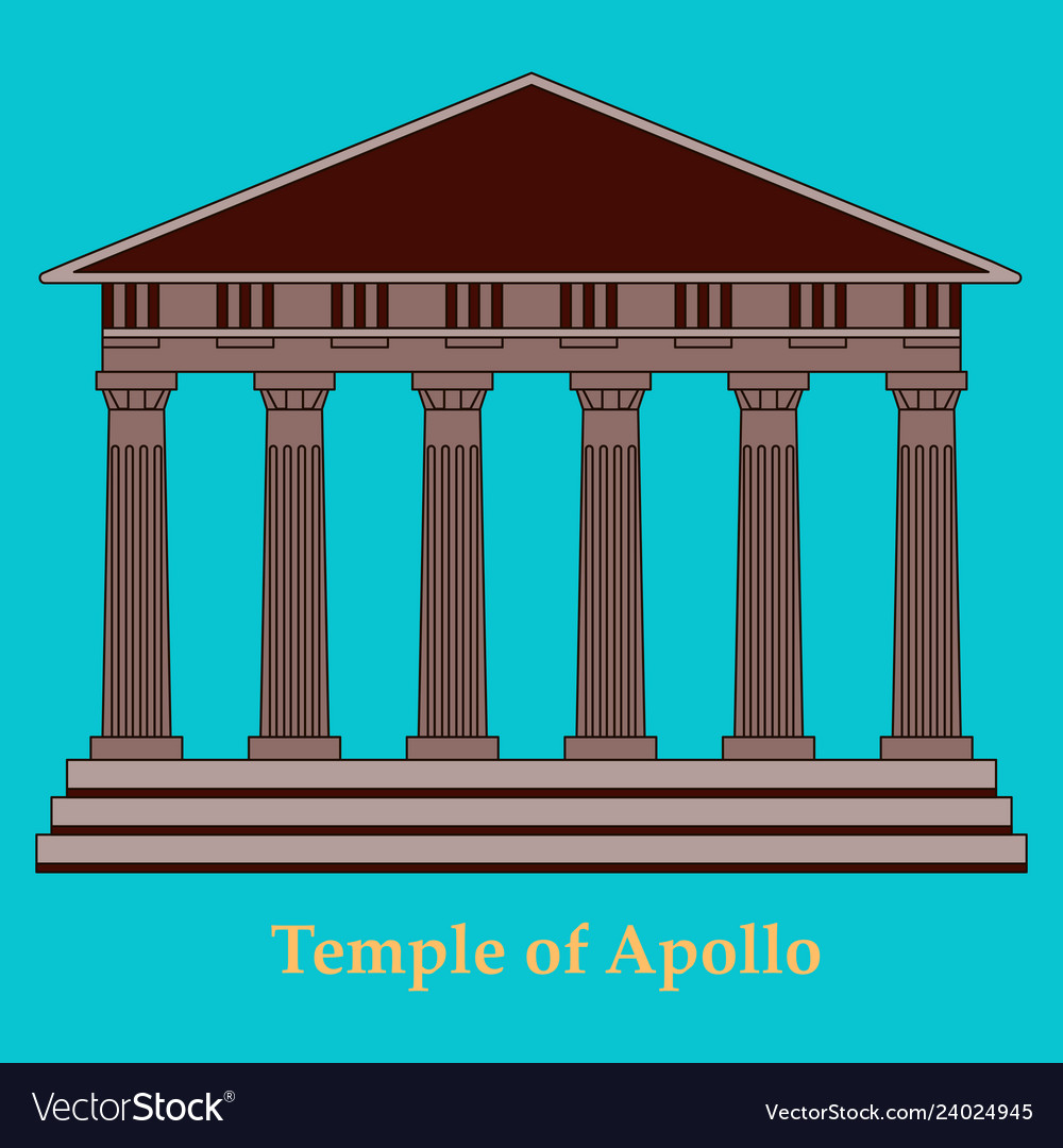 Greece temple of apollo outline flat icon vector image