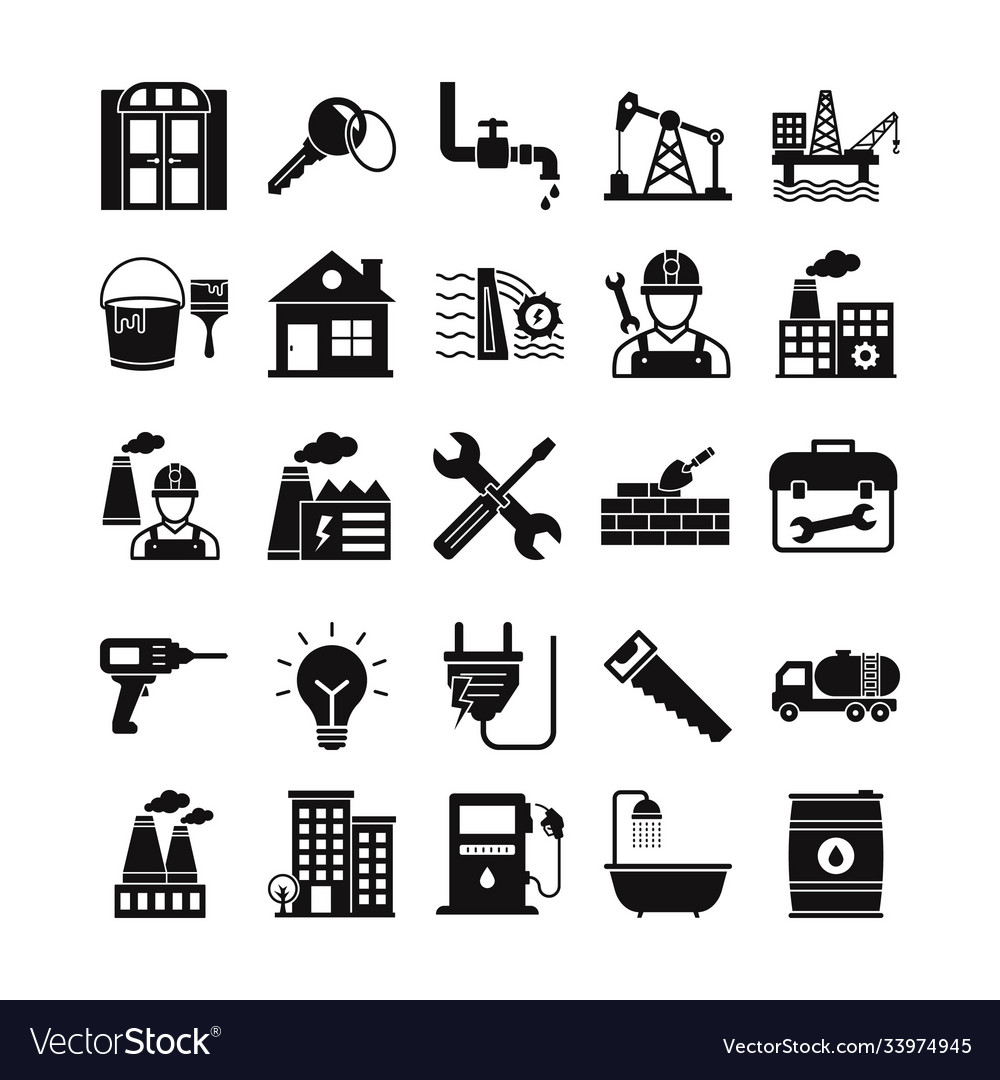 Industrial and construction isolated icons