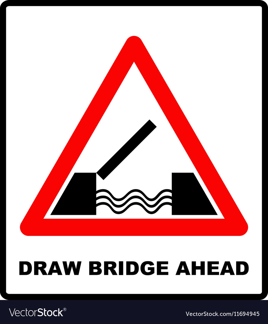 Lifting bridge warning sign icon in flat style