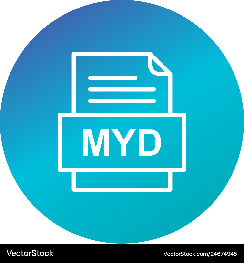Myd file document icon Royalty Free Vector Image