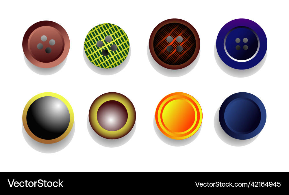 Realistic sewing button jeans collection Vector Image