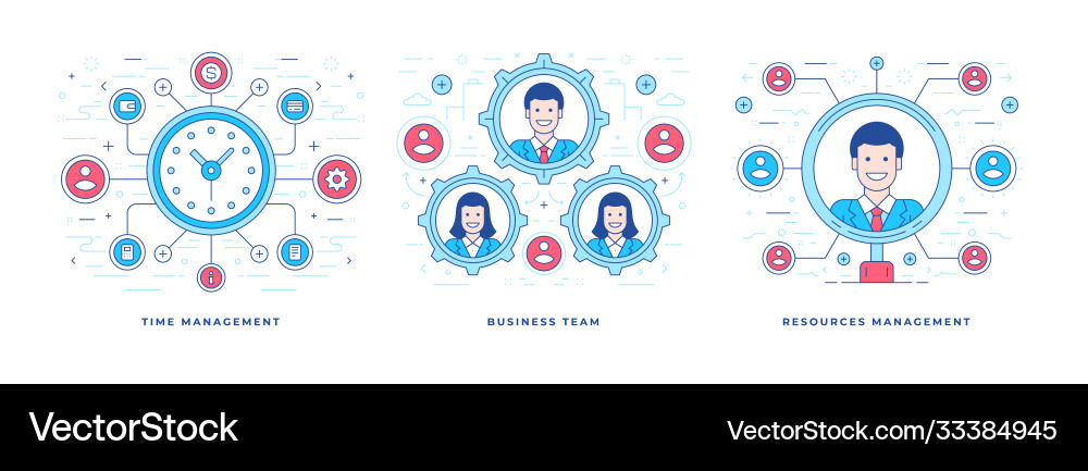 Set flat line banners Royalty Free Vector Image