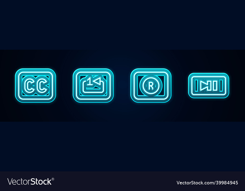 Set line subtitles repeat track music player vector image Set line subtitles repeat track music player