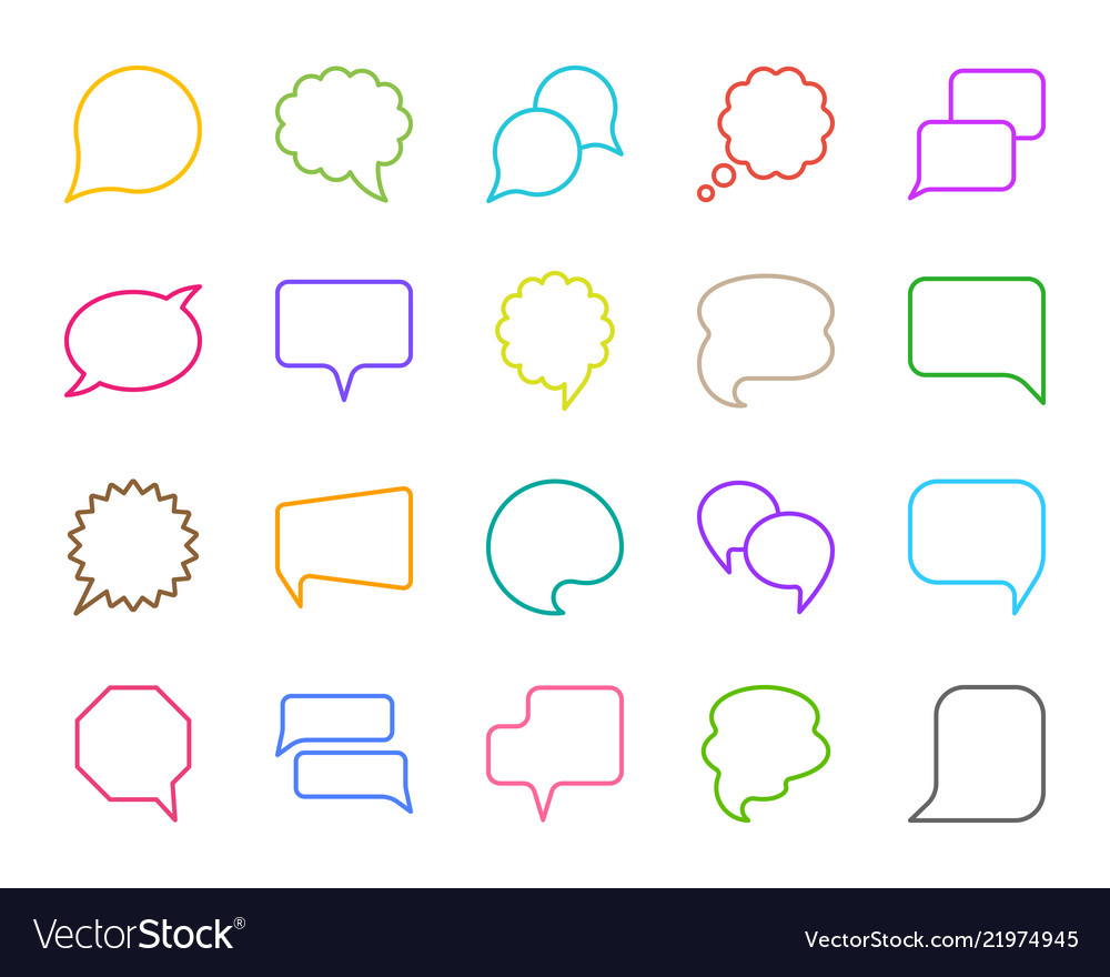 Speech bubble simple color line icons set vector image Speech bubble simple color line icons set