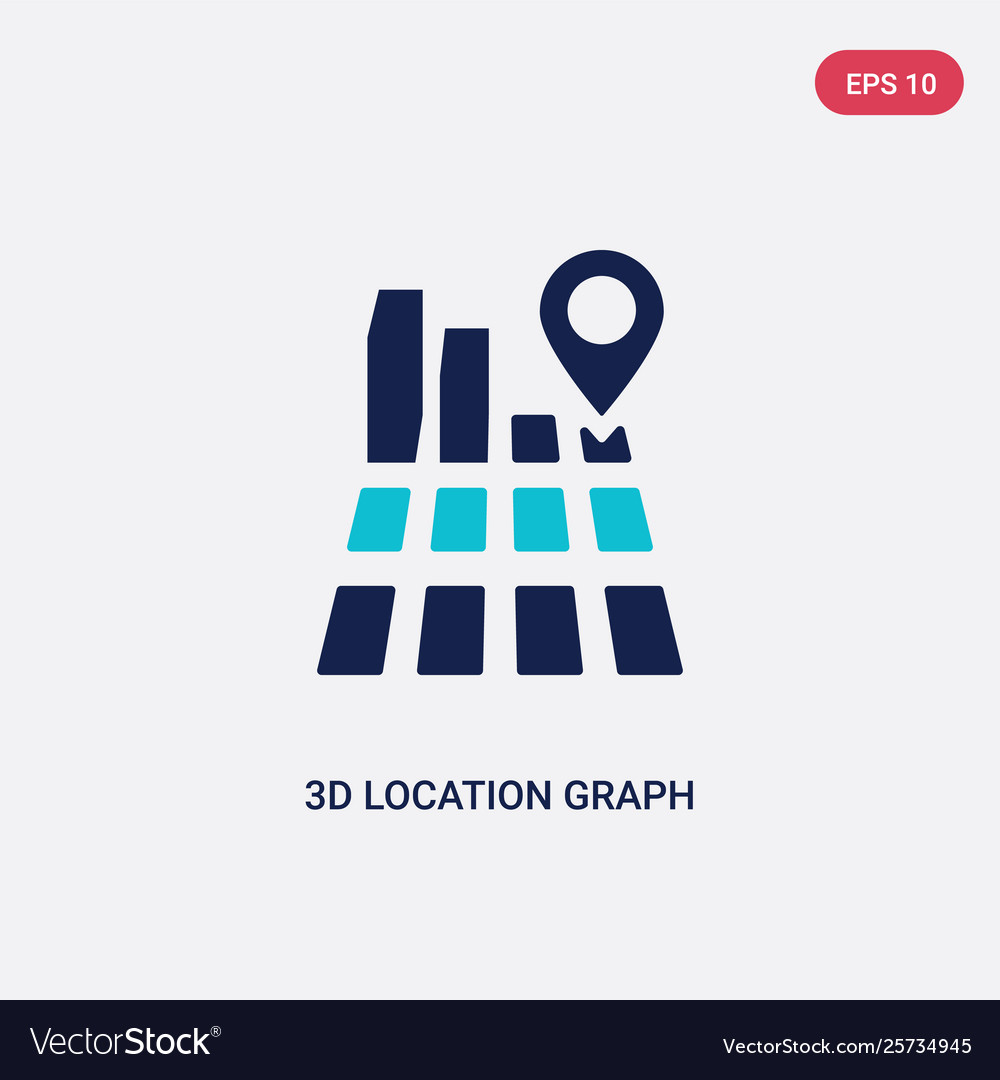 Two color 3d location graph icon from business vector image Two color 3d location graph icon from business