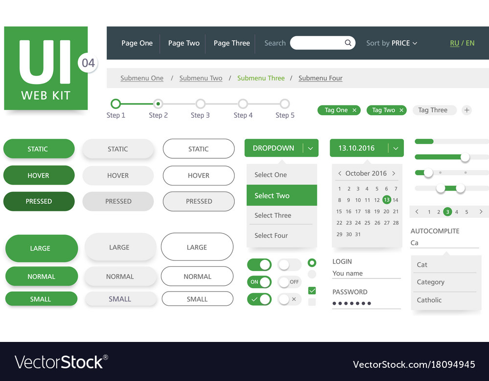 Ui kit template Royalty Free Vector Image - VectorStock