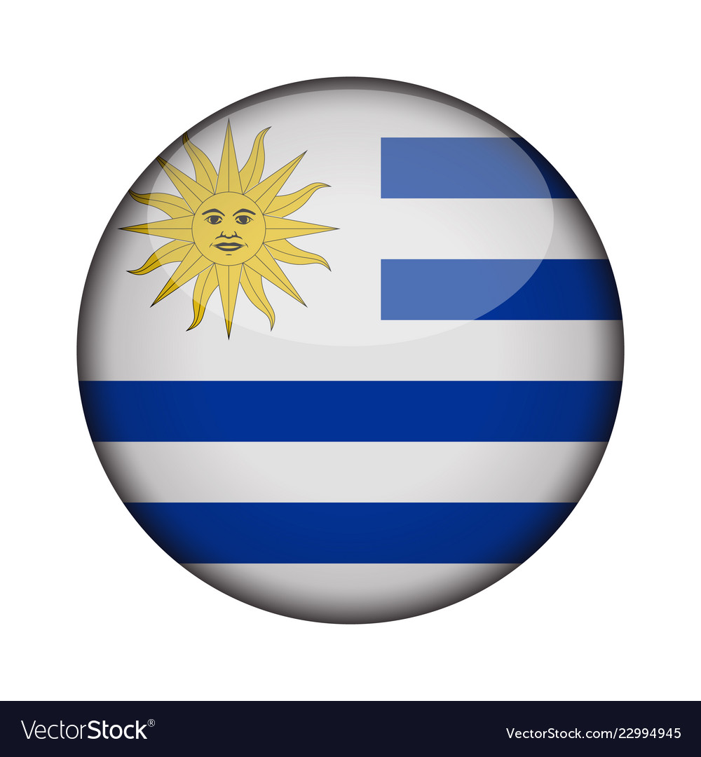 Uruguay flag in glossy round button of icon Vector Image