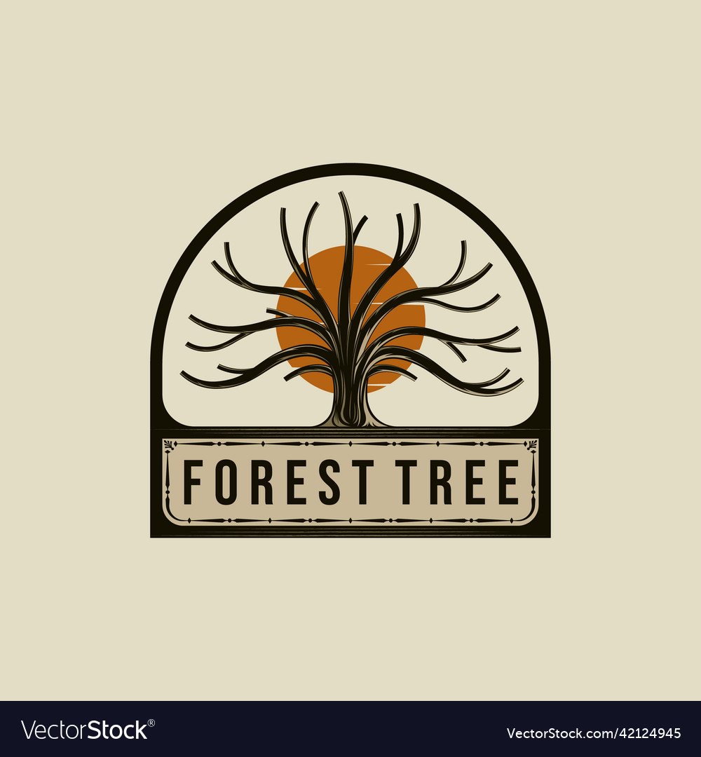 Vintage design of tree logo tree trunk or tree Vector Image