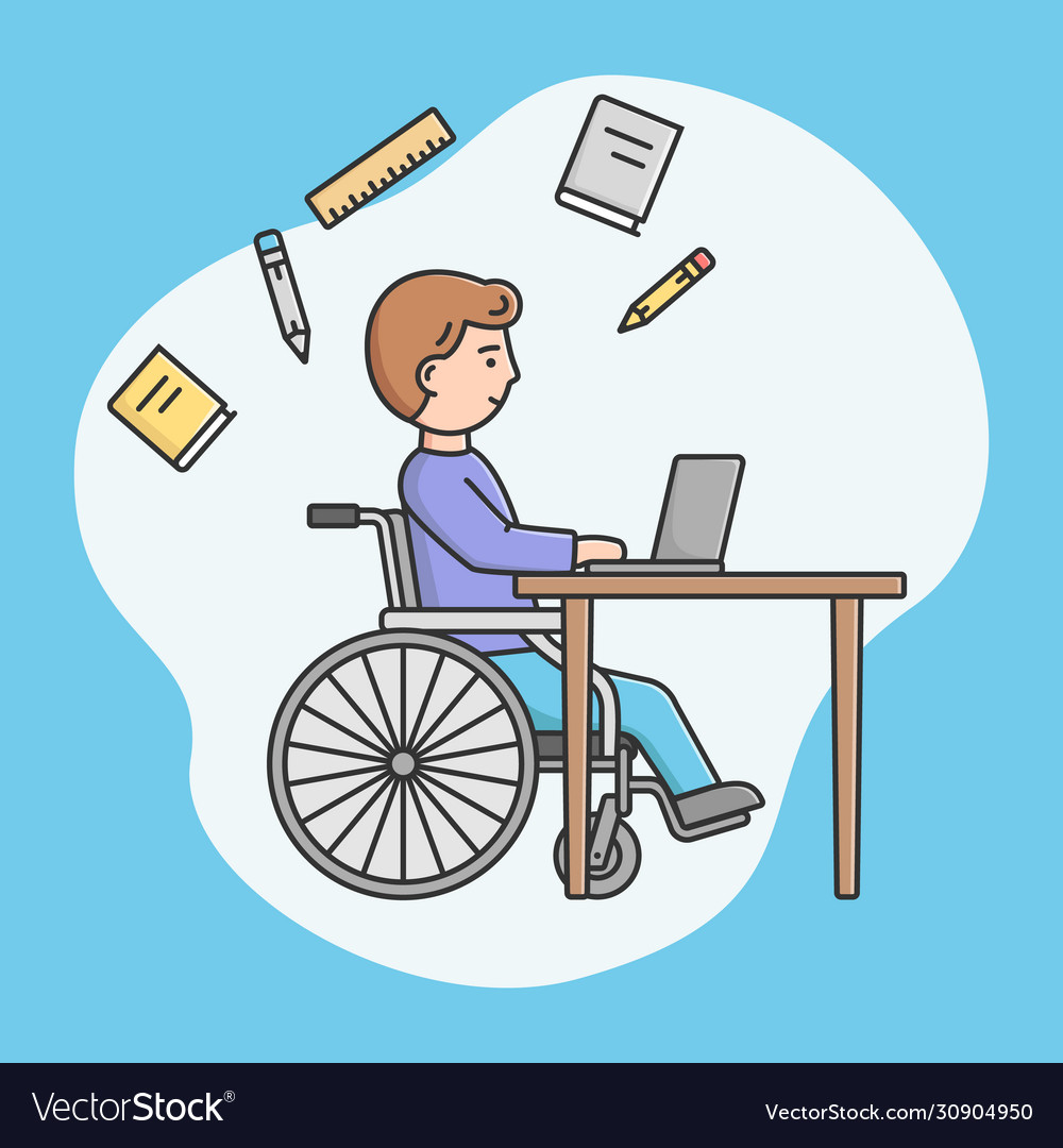 Concept of e learning and self remote vector image Concept of e learning and self remote