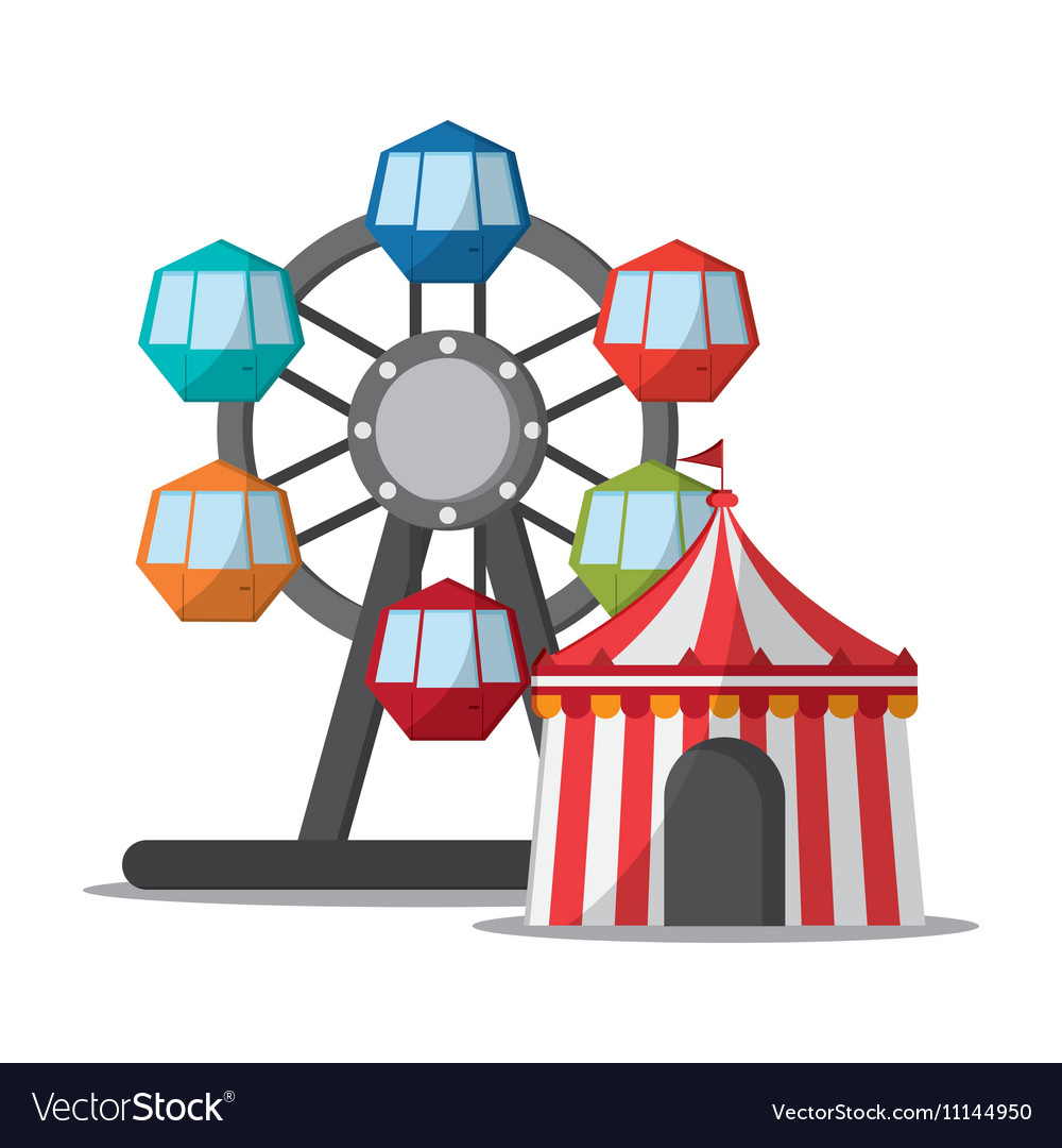 Ferris wheel and tent of carnival design Vector Image