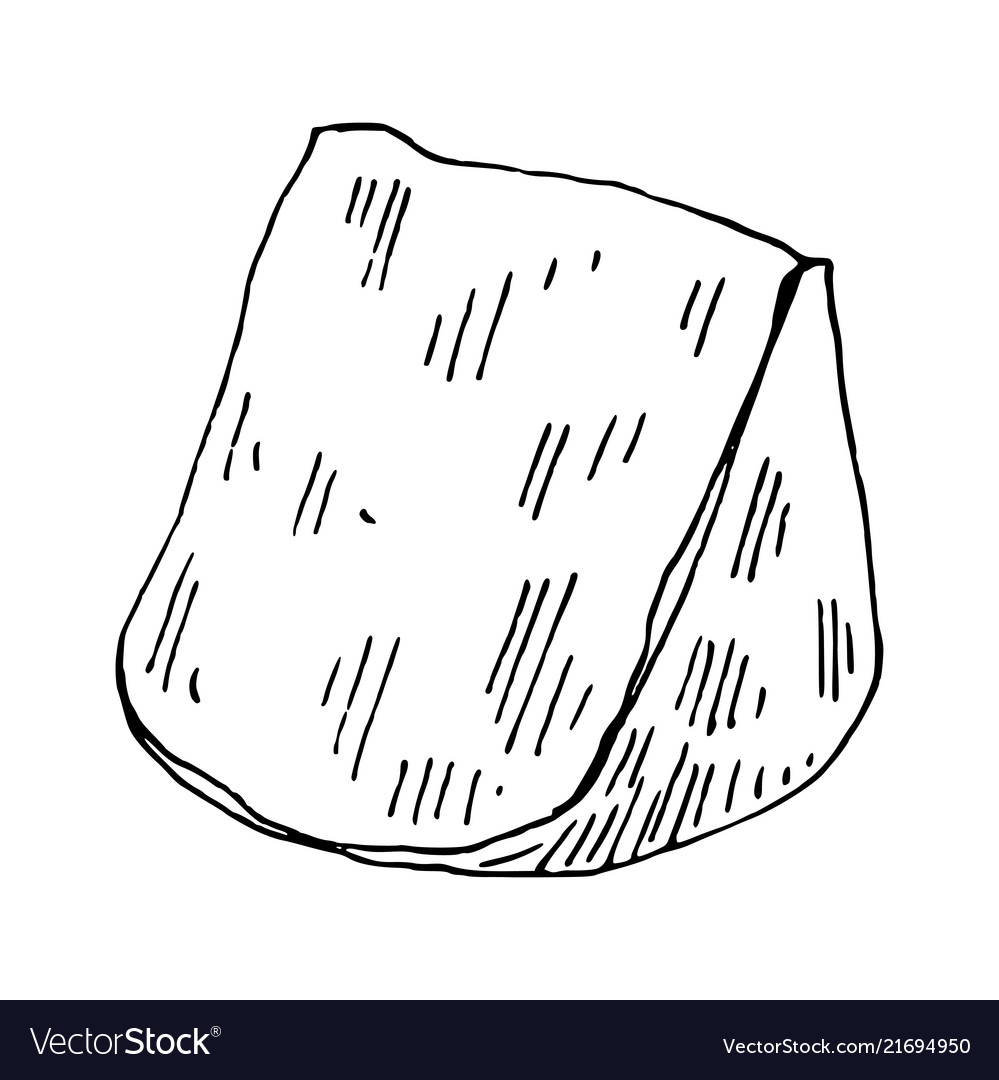 Hand drawn of piece cheese Royalty Free Vector Image