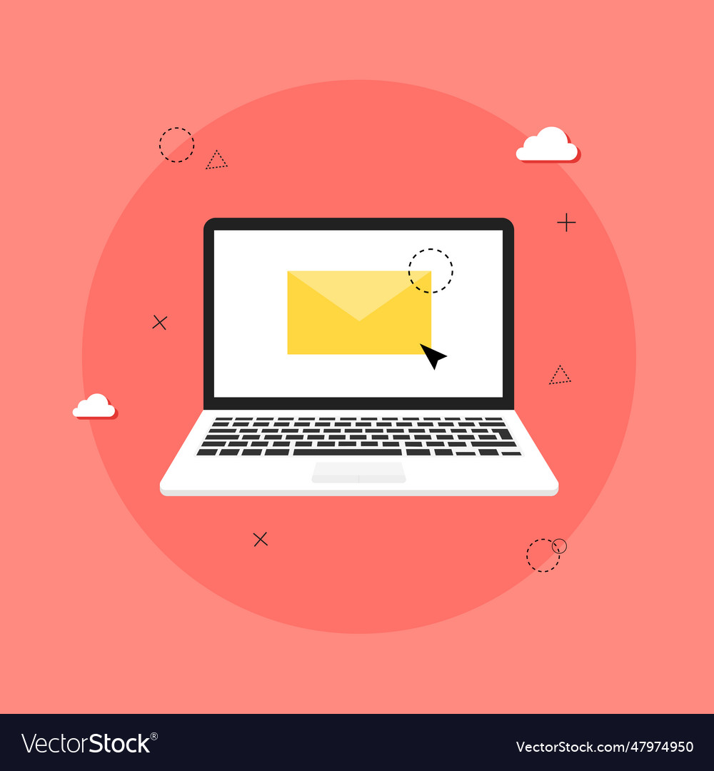 Laptop with envelope and open email on screen