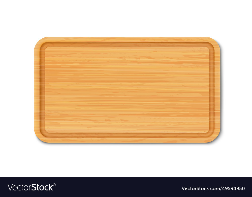 New rectangular wooden cutting board top view Vector Image