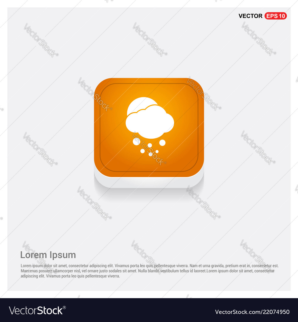 Sun cloud icon orange abstract web button vector image Sun cloud icon orange abstract web button