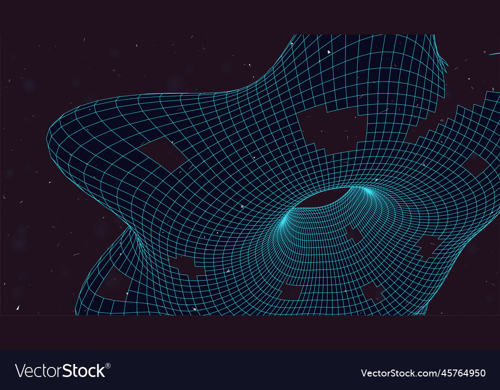 Wireframe 3d structure with missing peaces dark vector image Wireframe 3d structure with missing peaces dark