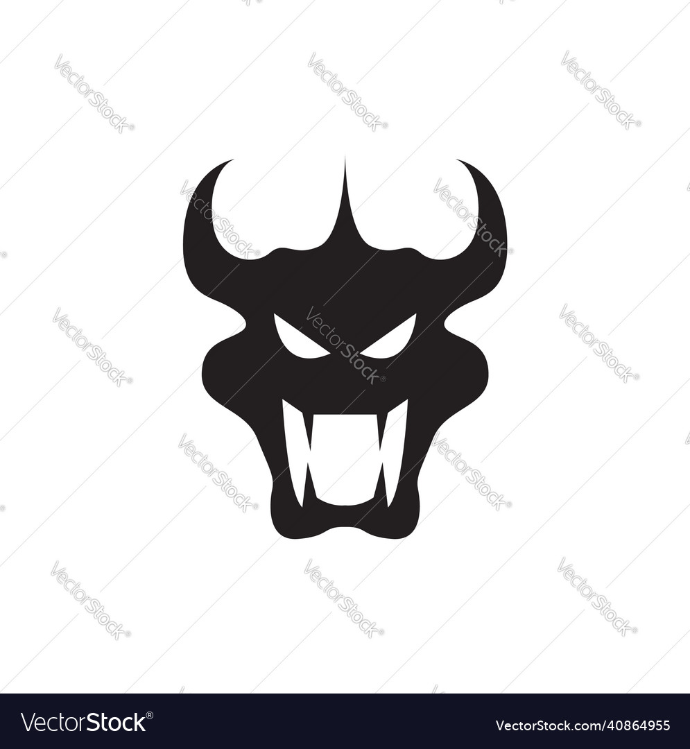 Black face demon laugh logo design graphic symbol