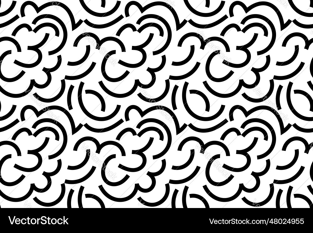 Black lines squiggle seamless pattern Royalty Free Vector