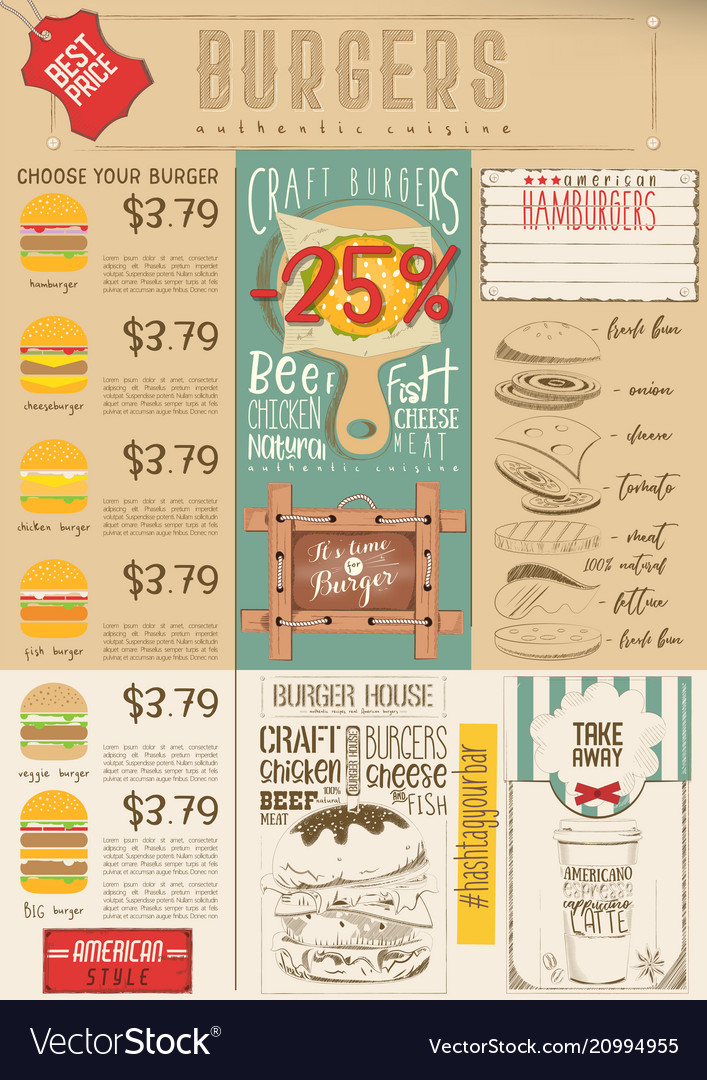 burger menu template royalty free vector image