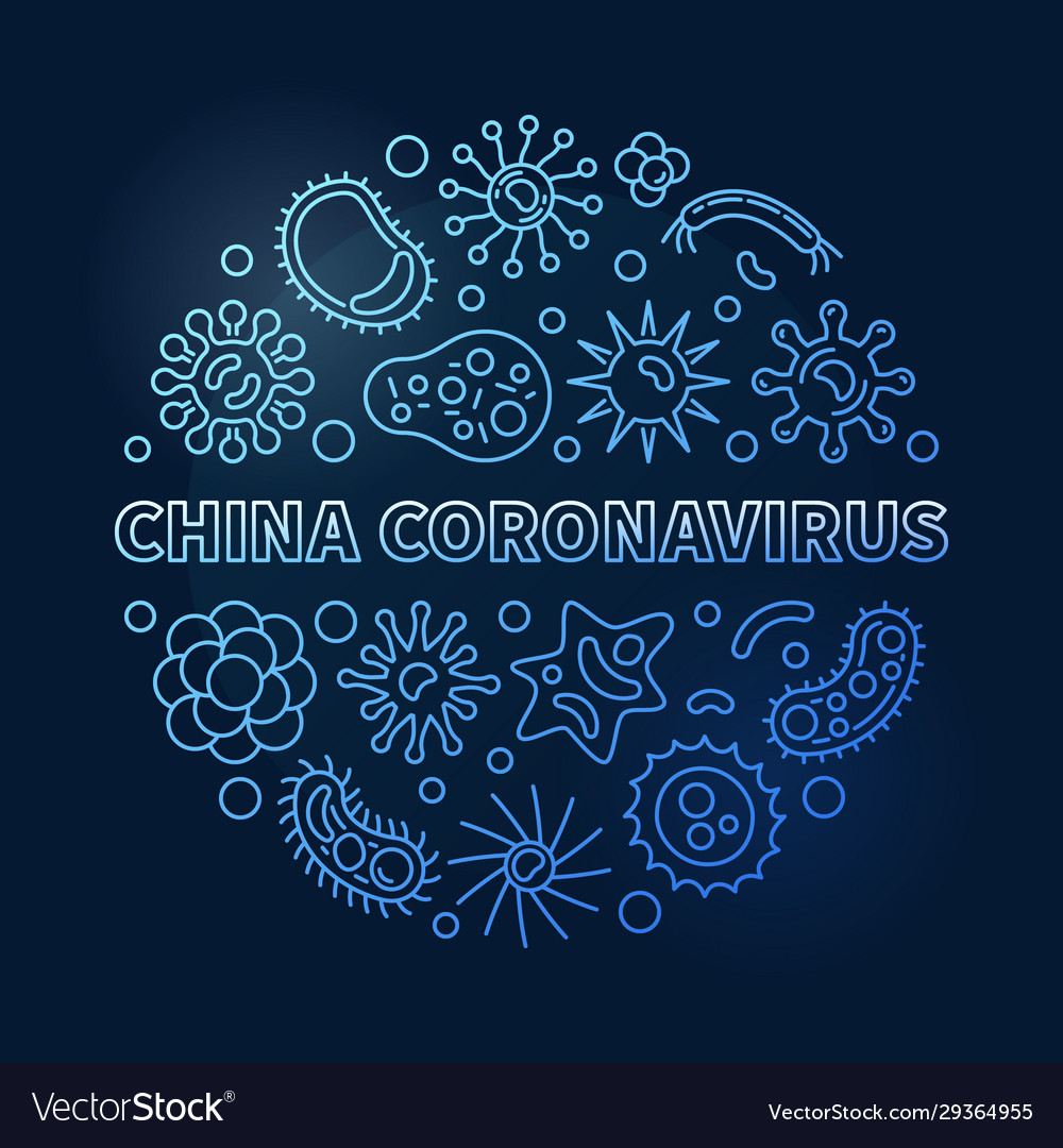 China coronavirus concept outline blue