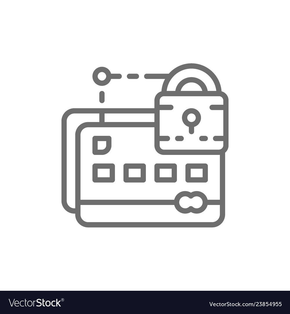 Credit card with lock web security line icon vector image Credit card with lock web security line icon