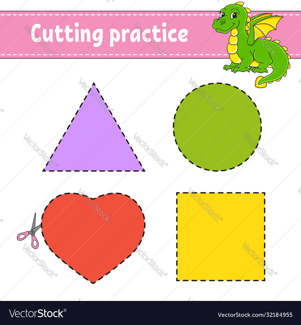 Cutting practice for kids education developing Vector Image