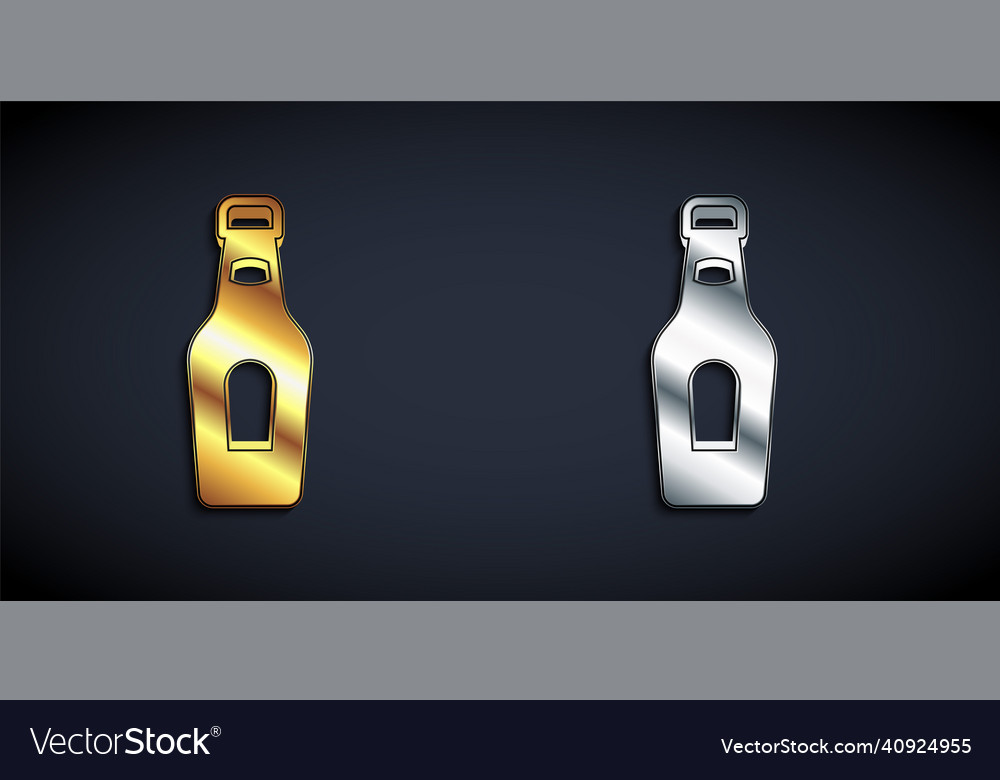 Gold and silver champagne bottle icon isolated