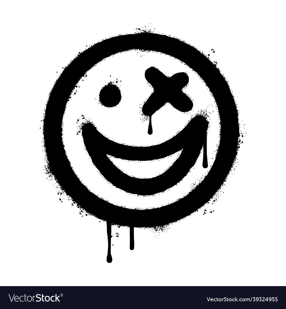 Graffiti smiling face emoticon sprayed isolated Vector Image