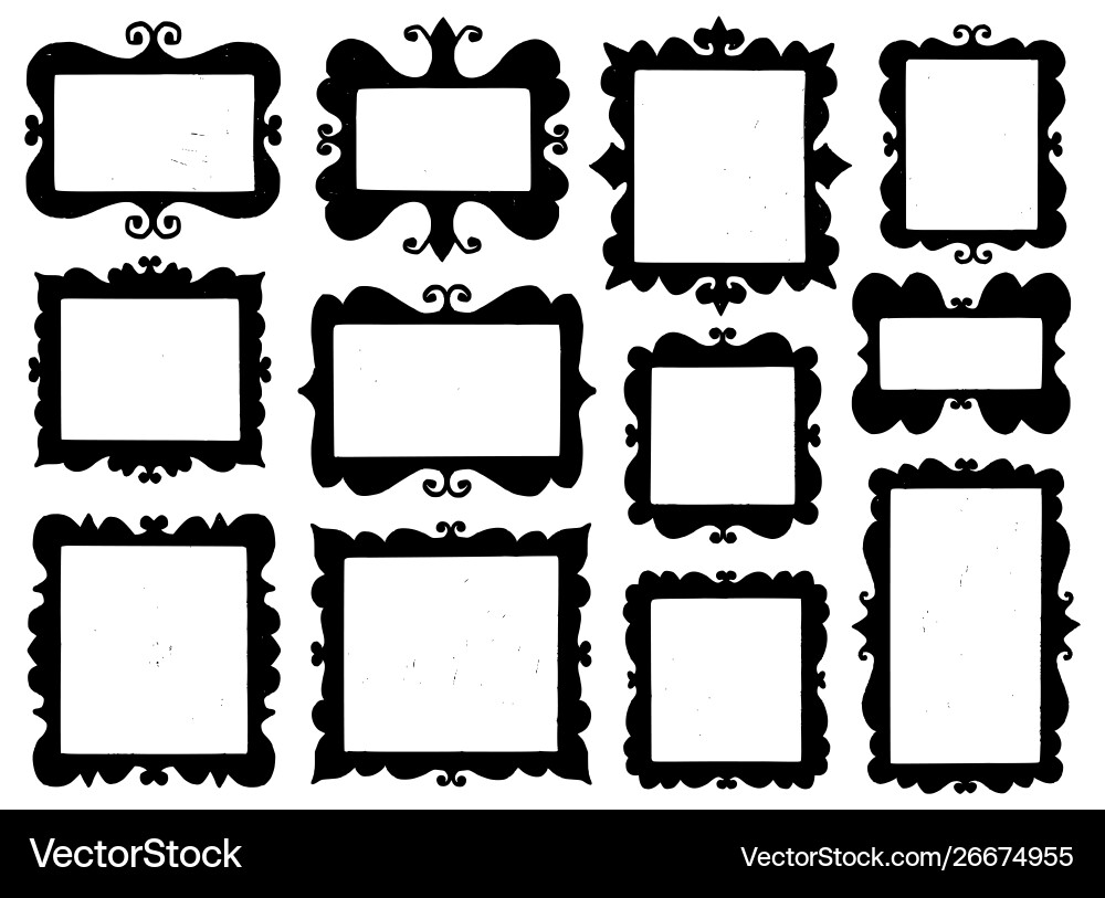 Set hand drawn frames Royalty Free Vector Image