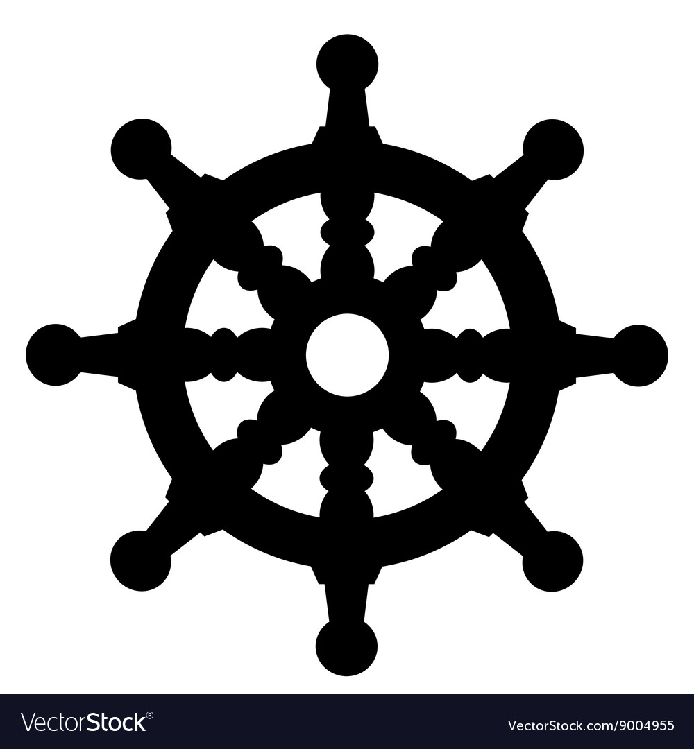 Ship steering wheel silhouette Royalty Free Vector Image