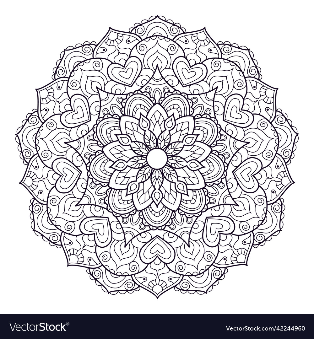 Beautiful round mandala with patterns easy