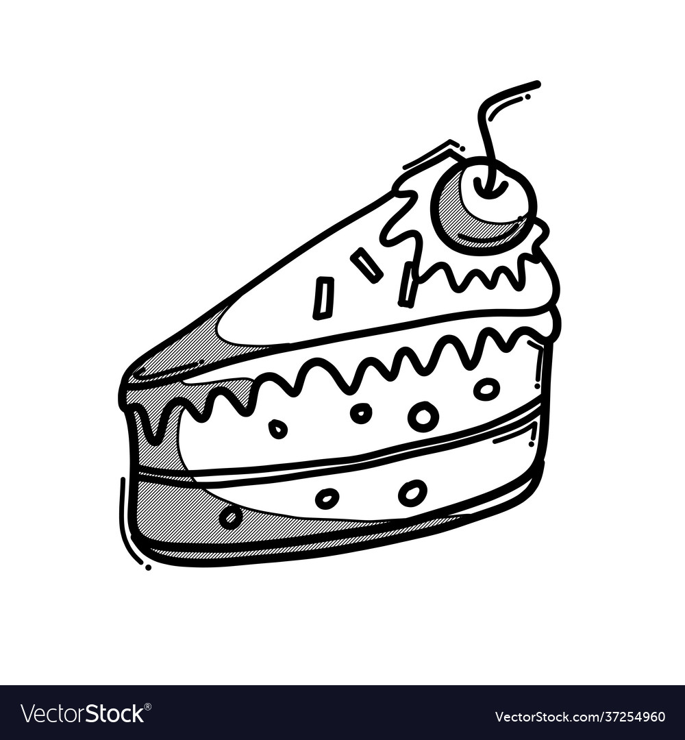 Cake doodle icon drawing sketch hand drawn line