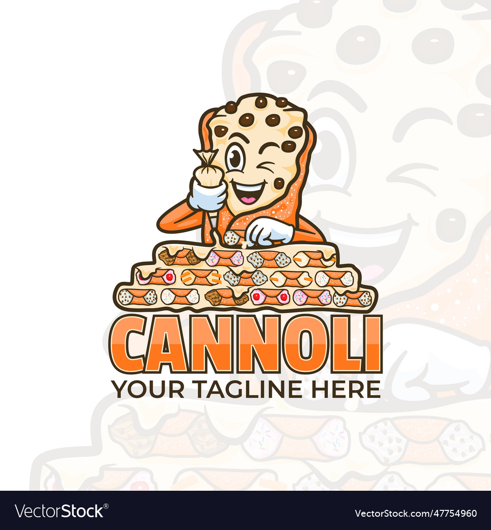 Cannoli cartoon character mascot logo design Vector Image