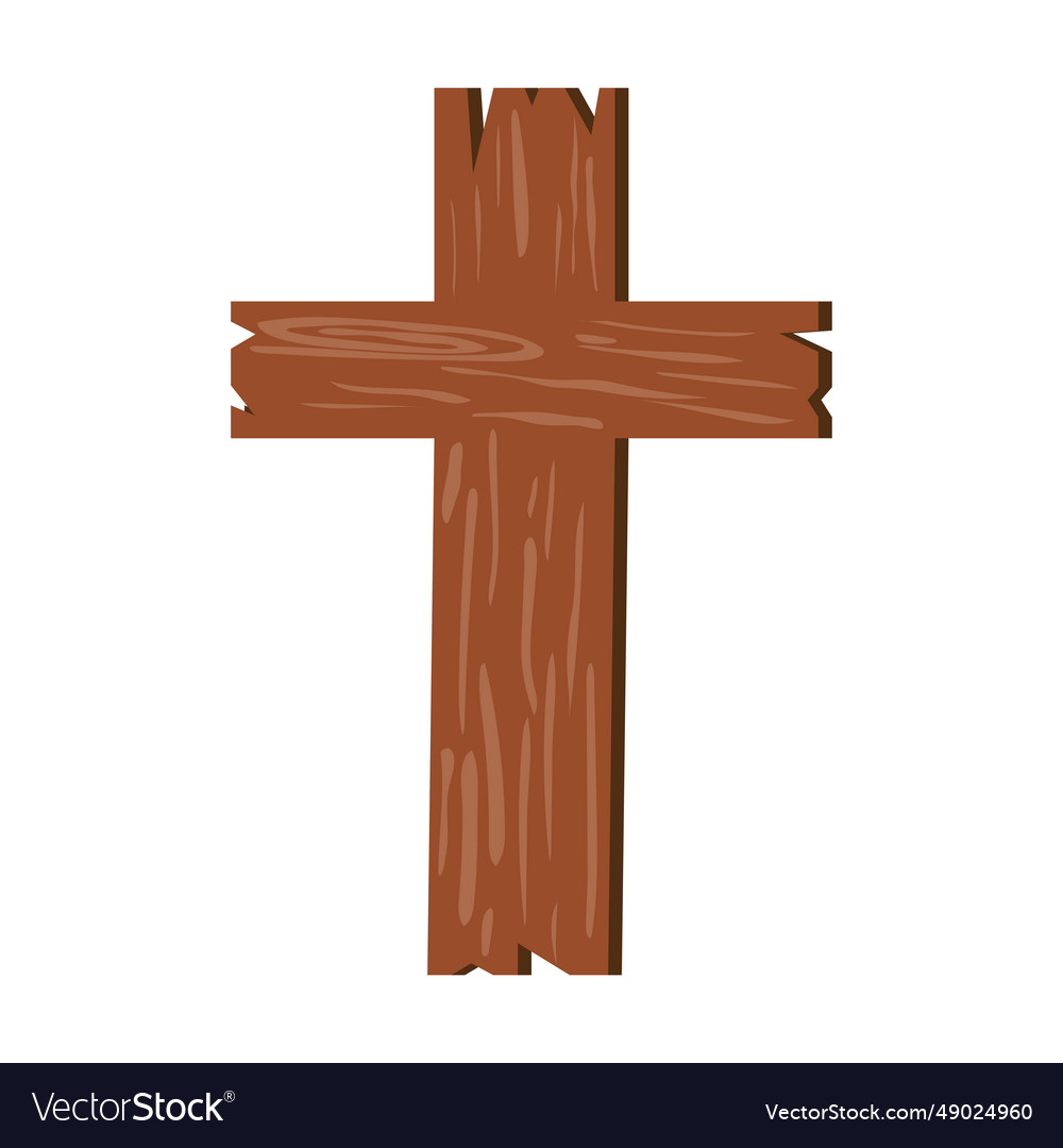 Catholic cross wooden Royalty Free Vector Image