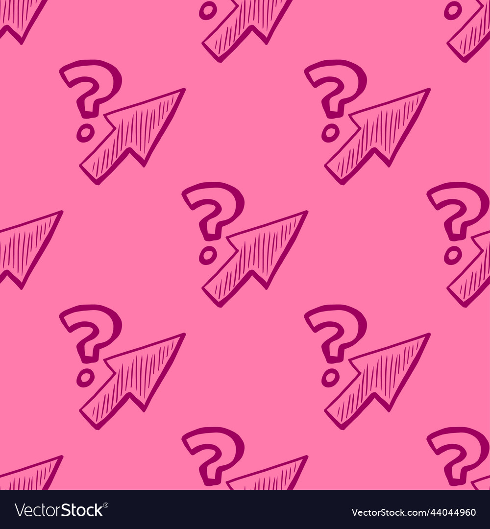 Cursor arrow with question mark sketch seamless vector image Cursor arrow with question mark sketch seamless