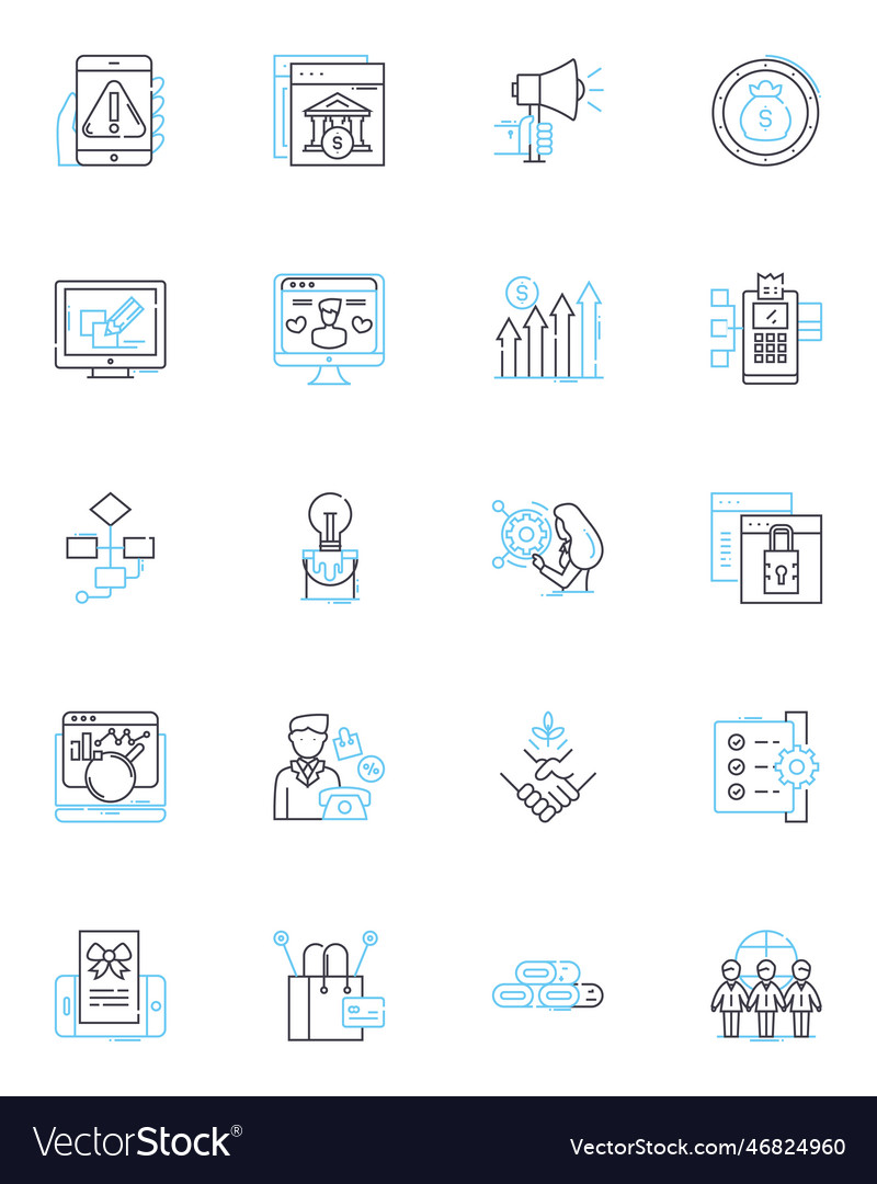 Digital articles linear icons set hyperlink vector image Digital articles linear icons set hyperlink