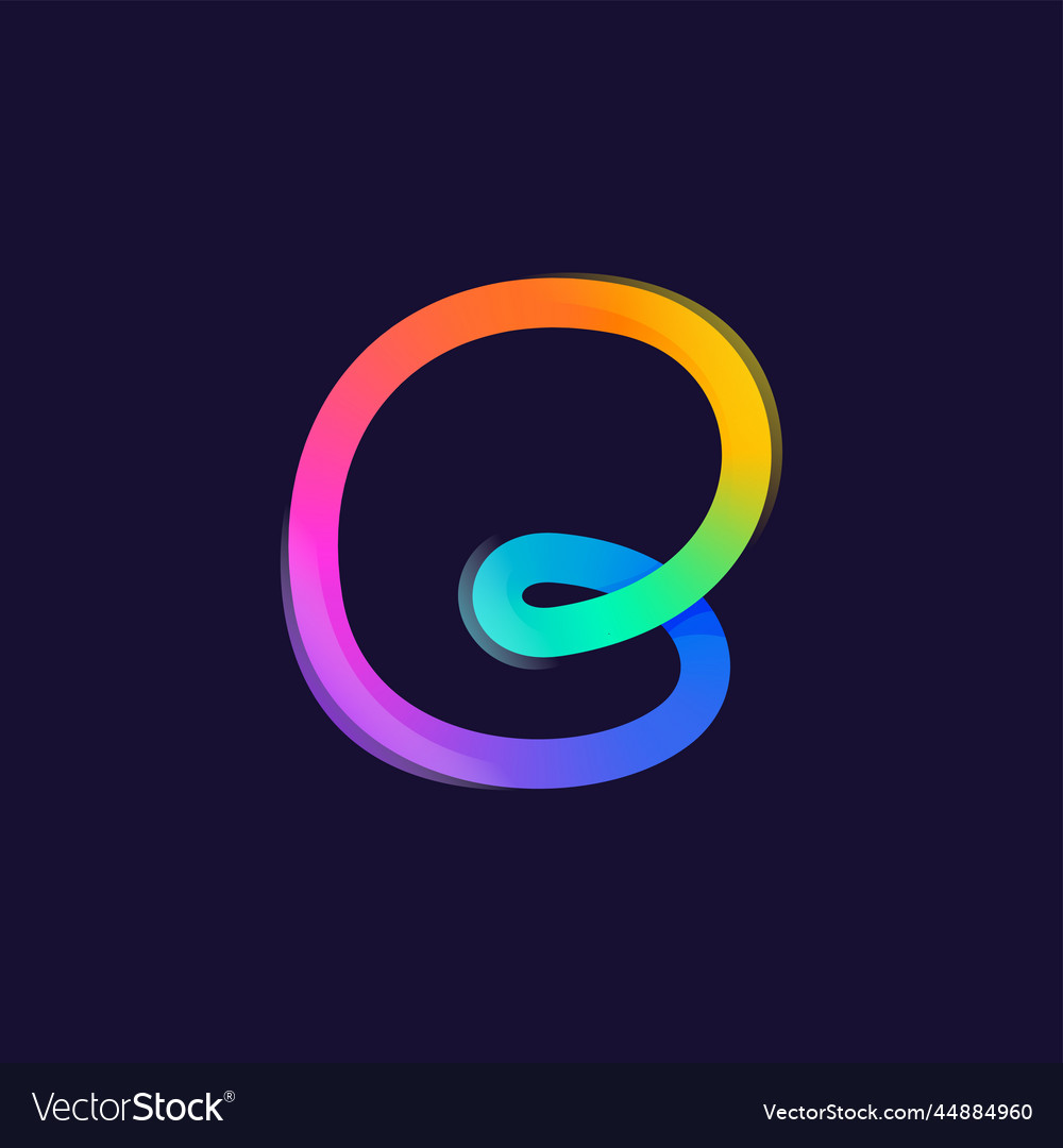 Letter e logo rainbow gradient one line icon